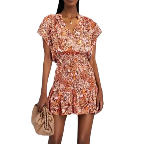 A.L.C. Silk Carly Floral Smocked Mini Dress Size 00 NWT - Picture 12 of 15